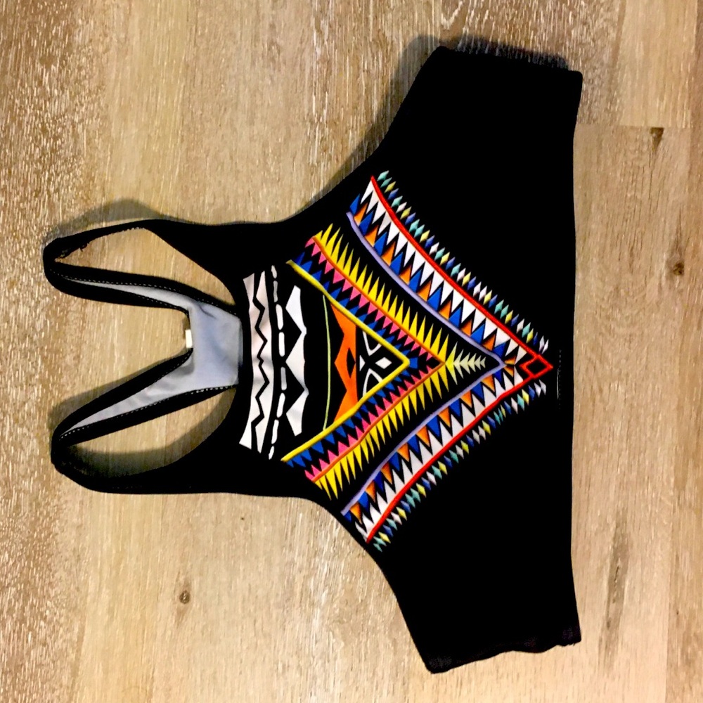 Small tribal style high neck bikini top.